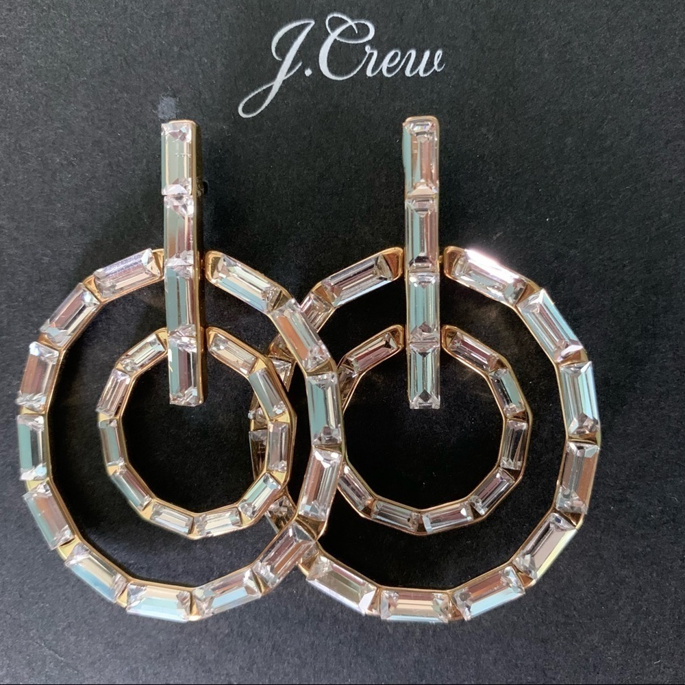 Nwt J. Crew Crystal Hoop Earrings